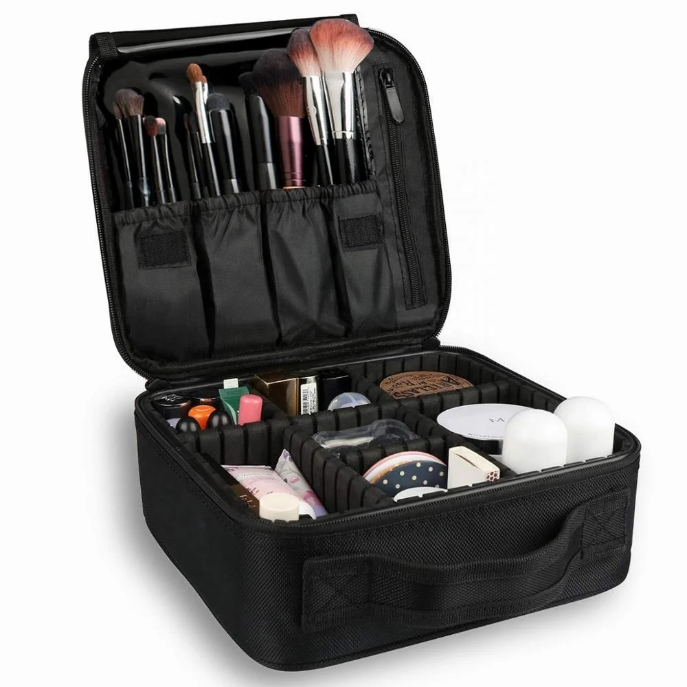 

Travel Makeup Case, Cosmetic Train Case Organizer Portable Artist Storage Makeup Bag with Adjustable Dividers for Cosmetics, Rose