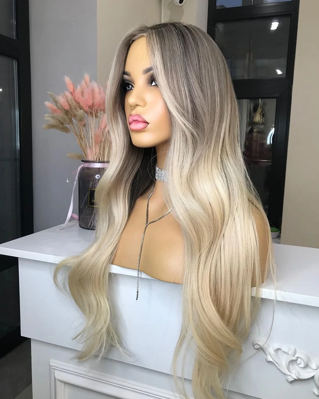 

Wig Vendor Quality Ombre Grey Blonde Color Body Wave Virgin Cuticle Aligned Hair HD Lace Front Wigs