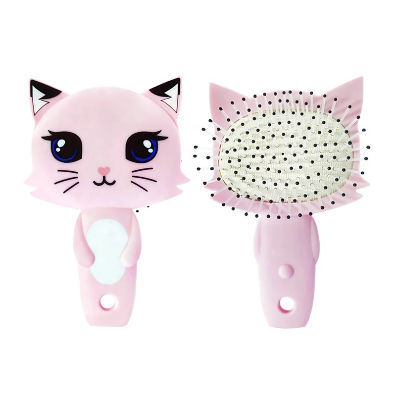 

Soft Cushion Cat Animal Shaped Hairbrush Cartoon Character Cute Hair Brush, Pink