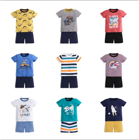 

2021 new design summer clothes for kids boy dinosaur T-Rex spacecraft 3-8 year boutique clothing sets, As shown in the picture