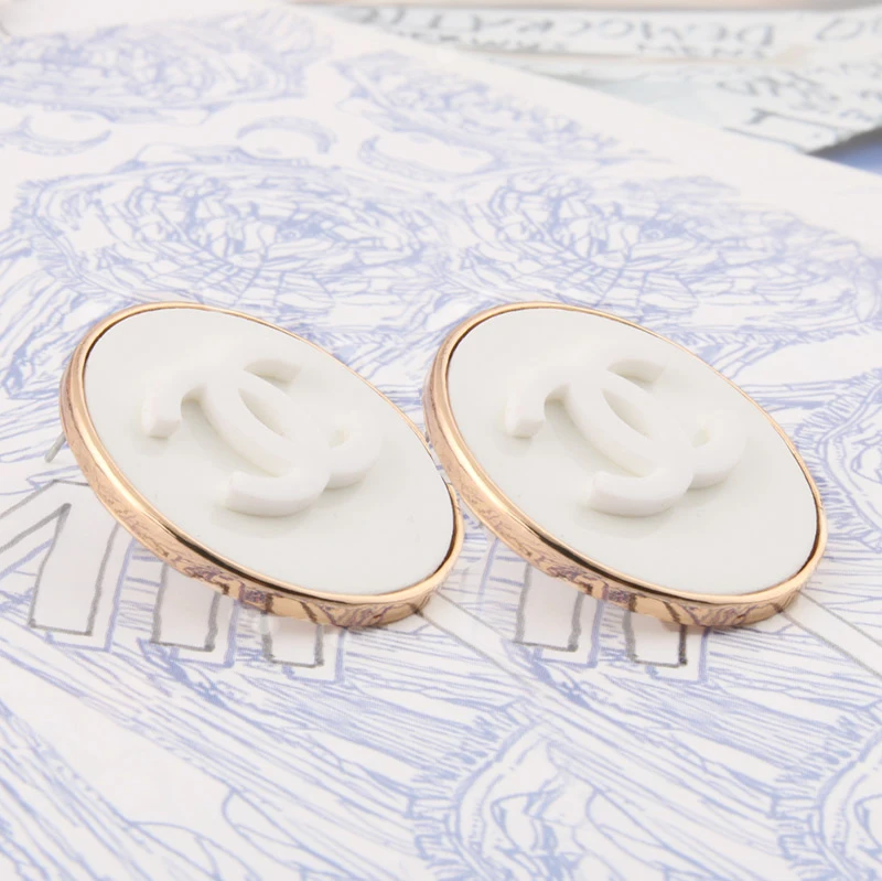 

2020 NeeFu WoFu Brand Young women's round colored Earrings Letter Fashion Earrings For Woman, Gold silver
