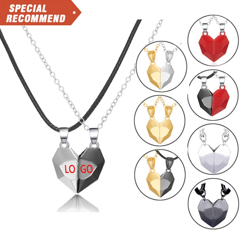 

personalized fashion Heart Pendant Matching Mutual Attraction Braided Friendship Jewelry Gifts Distance Magnet Couple Necklaces