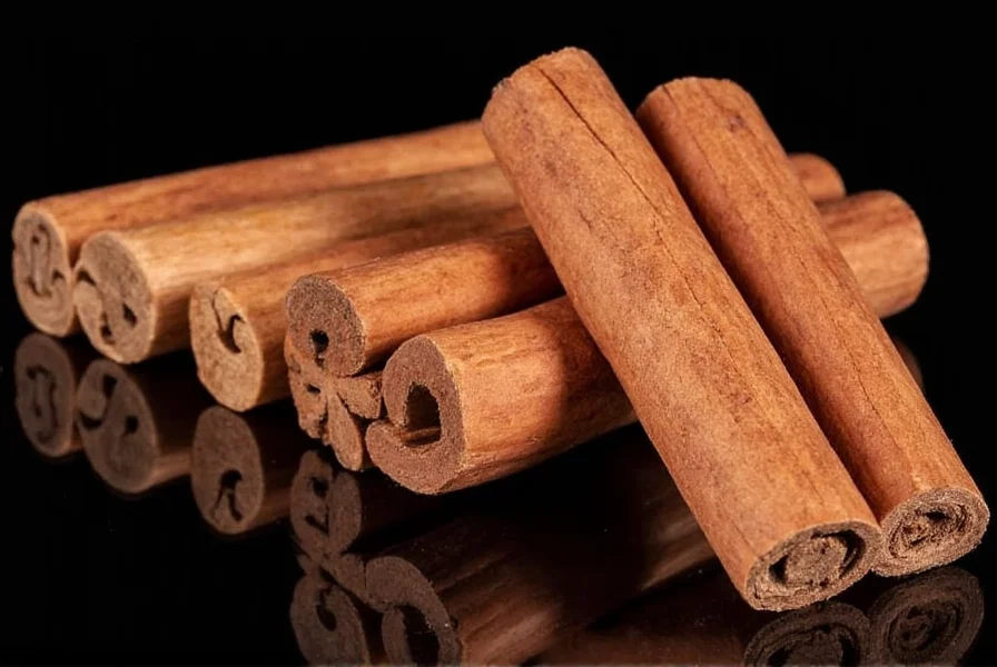 Chinese cinnamon sticks compared to Ceylon cinnamon sticks showing thickness difference
