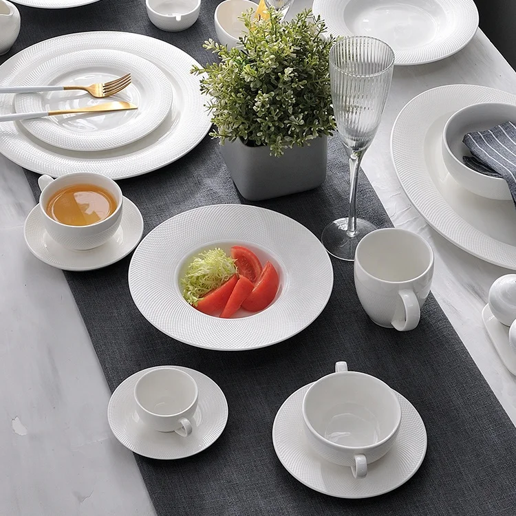 plain white coffee cups and saucers