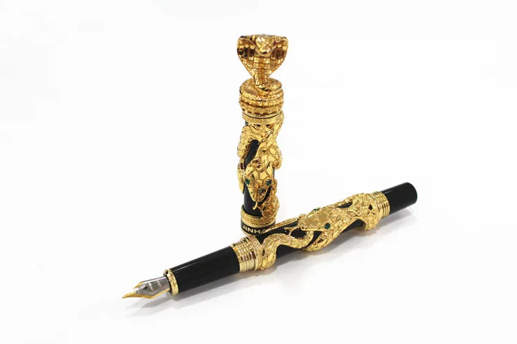 Collection design 3D snake pen luxury metal heavy pen Jinhao calligraphy medium-fine iridium snake fountain pen for souvenir