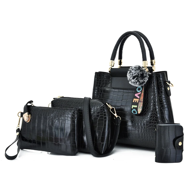 

Fashion Crocodile Pattern PU Leather 4 in 1 Women Handbag Set Ladies Tote Bag, Customized color