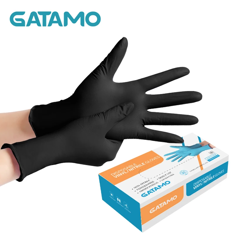 

GATAMO Food Grade Powder Free 100% Pure Nitrile Gloves gloves, Black