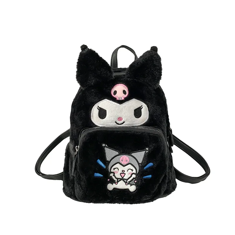 

New Cartoon Kuromi Plush Backpack Anime Sanrio Girl Plush Toy Backpack Large Capacity Storage Sanrio Bag