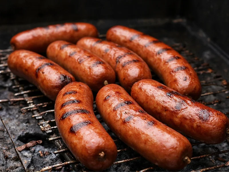 Perfectly grilled homemade sausages with charred casing