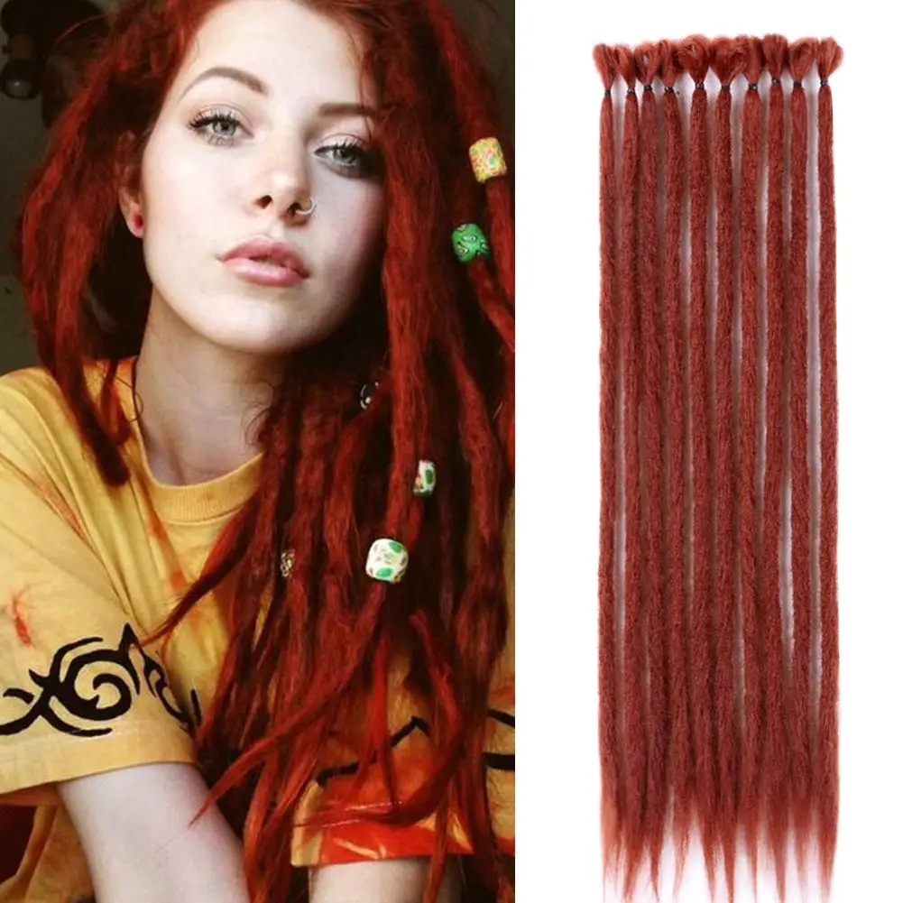 

20Inch ombre Dread Locks Micro Afro Soft Dead Lock Crochet Hair Extensions Straight Dreadlocks Synthetic Fiber Braiding Faux, As picture