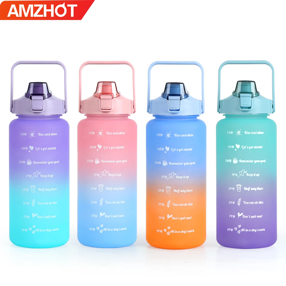 

B14-1123 Amz Top Seller 64oz Drinking Plastic Sport With Straw and Handgrip Gym Fitness Outdoor Leak Proof Water Bottles