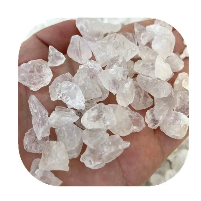 

Bulk wholesale semiprecious rough stone 9-12mm natural fog white clear quartz Crushed raw Stone Particle for gift