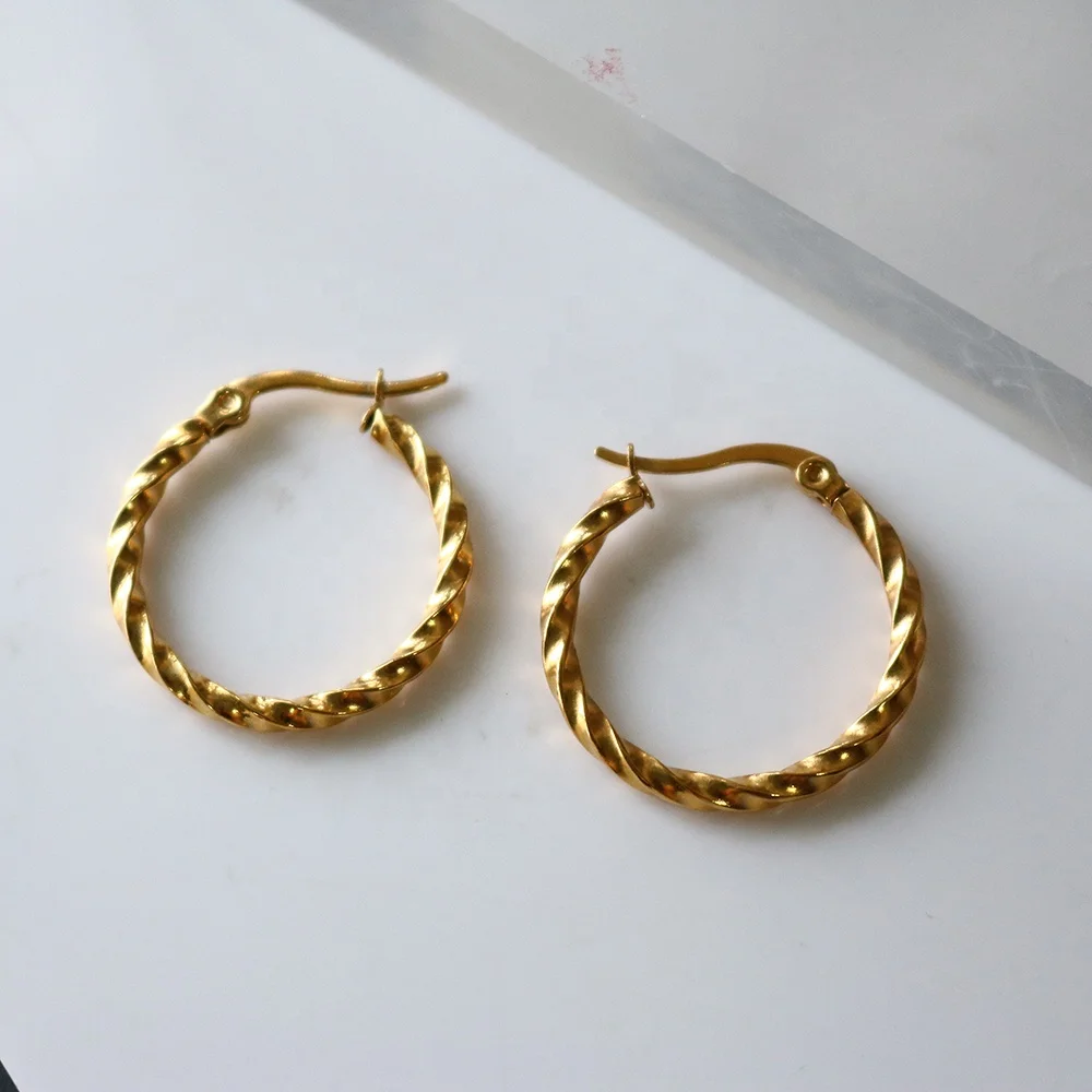 

Gold Circle Twisted Hoop Twist Spiral Hoop Earrings for women Dainty Simple Stacking Earrings, Croissant Earrings, Gold/silver/rose gold/black