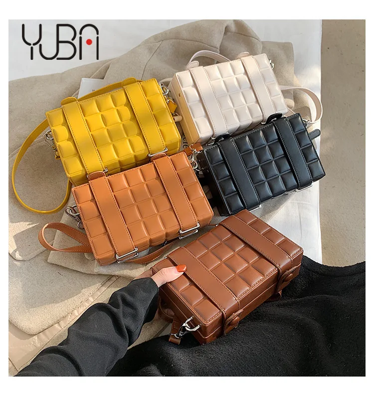 

2021 New European And American Retro Diamond Box Bag Ins Style Shoulder Bag Fashion One-Shoulder Women'S Handbag