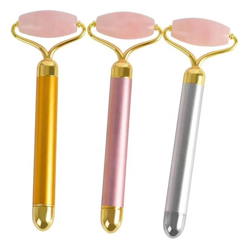 

2020 Beauty Trending Products Electric Rose Quartz Massager Face Jade Roller Jade facial massager roller, Pink,green, purple