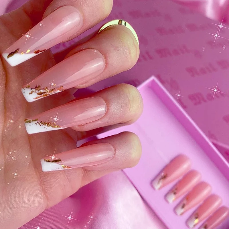 

Wholesale Long Coffin Press On Artificial Custom Luxury Colorful Matte Ballerina False Nails Press On Nails