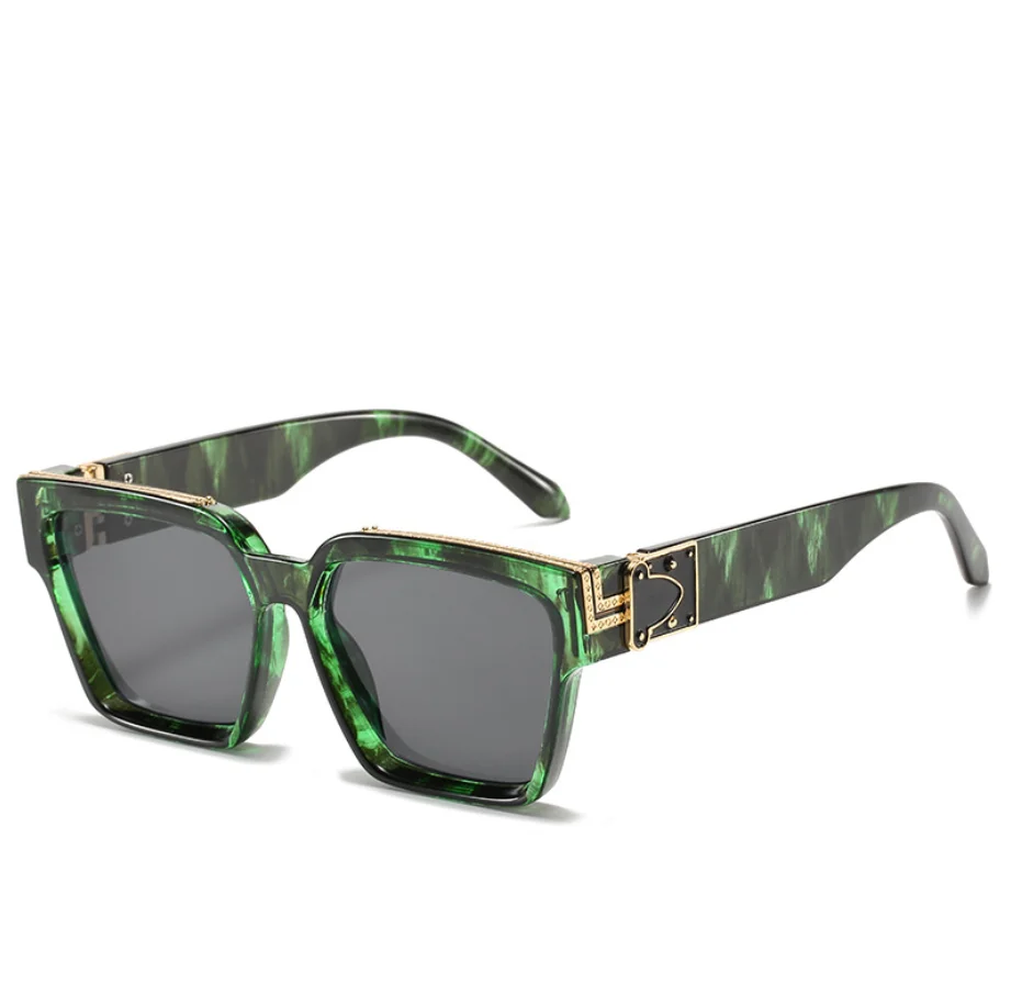 

Trendy Fashion Vintage Retro Metal Sun Glasses Big Frame Green Leopard Mens Womens Sunglasses Lentes Gafas De Sol 2021