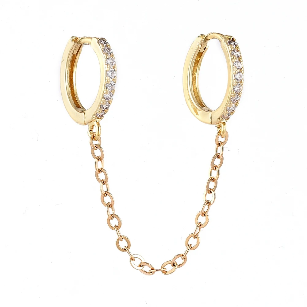 

PandaHall Golden Brass Cable Chains Hoop Handcuff Earrings