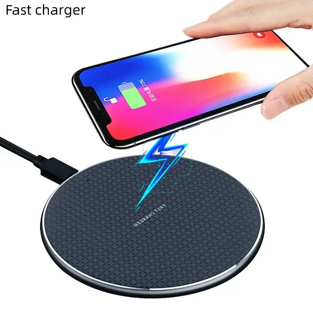 

Free Sample Universal Circle Mobile Phone fast wireless charger, Black/white/blue/red