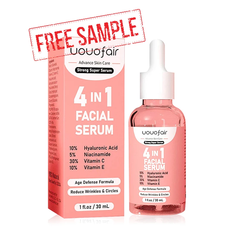 

Uouofair Private Label Free Sample Vitamin E Organic Anti Wrinkle Anti Aging Vitamin C 4 in 1 Face Serum, Orange