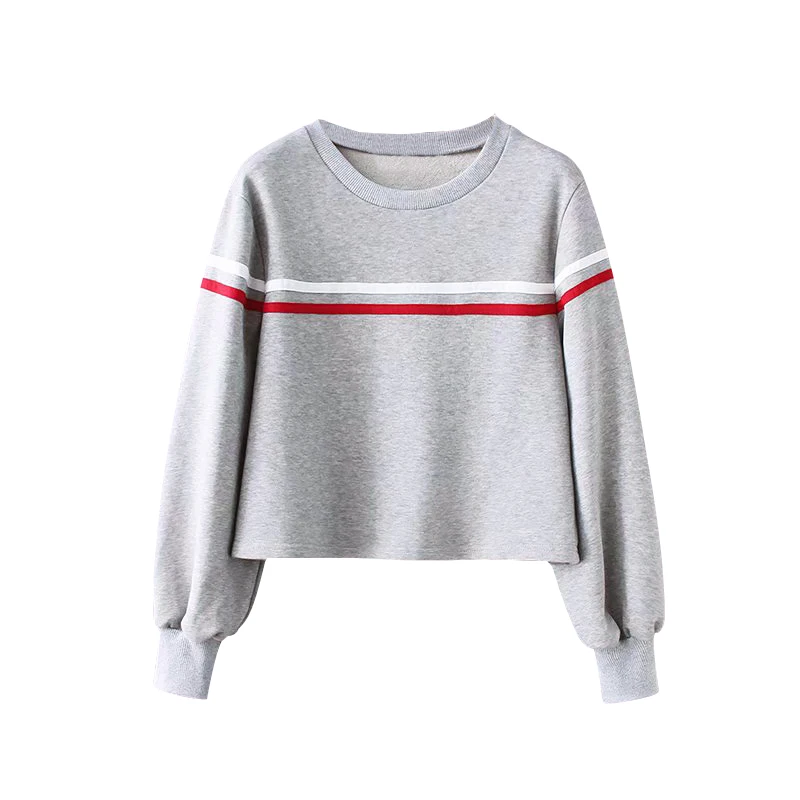 

Gray Breathable custom logo O-Neck over size women sports sweatshirt, Custom color