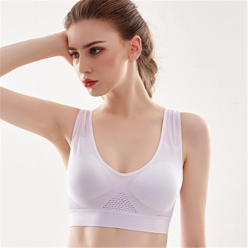 

Perfect Air Cooling Mesh Seamless Plus Size Sports Bra Gym Yoga Bra, Black, nude, white