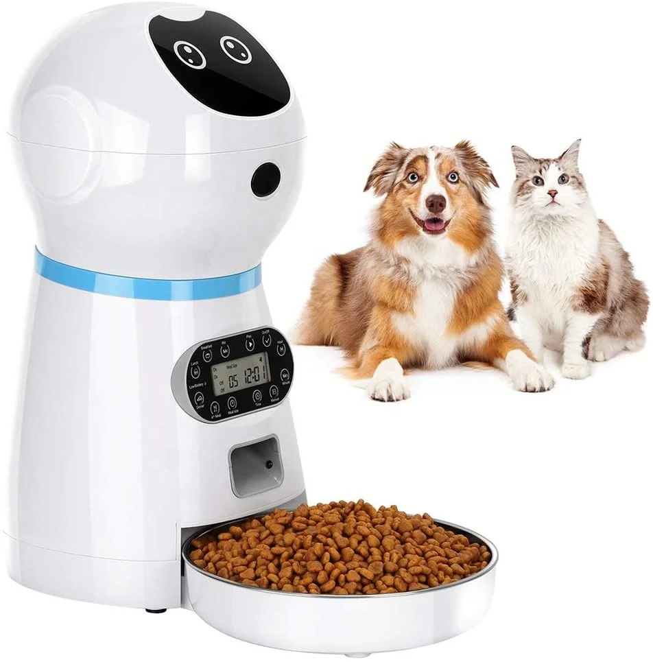 

Sohpety 3.5L Timed Dog Food Dispenser With Stainless Steel Bowl Automatic Smart Pet Feeder, White