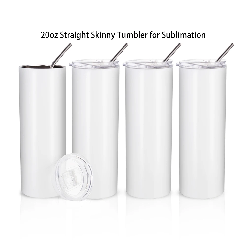 

PYD Life PL34CW3 RTS Tumbler Sublimation Blanks Stainless Steel Tumbler 20 oz Skinny Straight Tumbler Free Shipping DDP USA, White