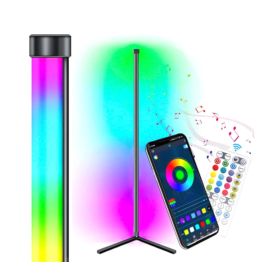 

Drop shipping Modern bedroom led simple RGB floor light color changing corner stand smallest corner rgb floor lamp floor lamps