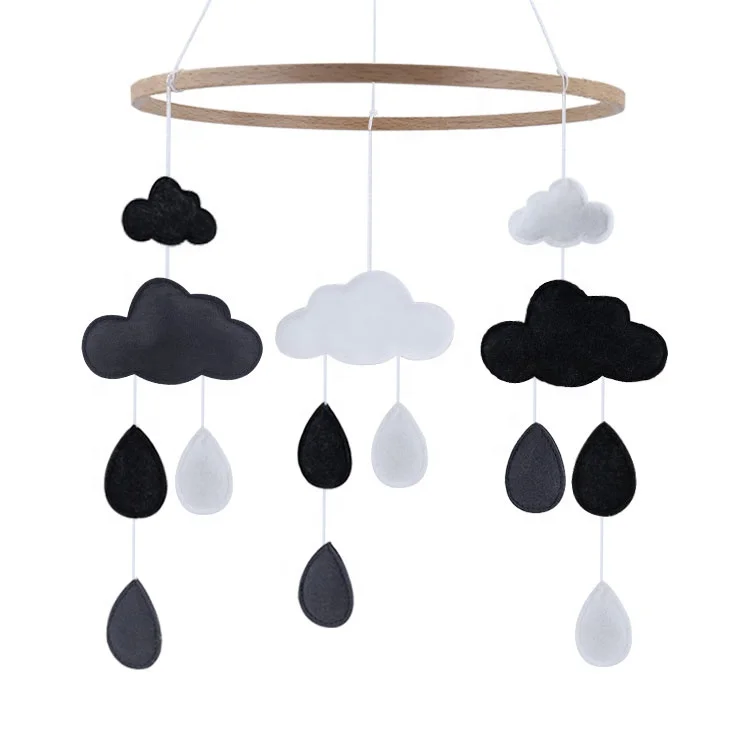 
Indoor Hanging Toys Baby Crib Mobile Nursery Room Decor Cloud Cot Mobile Monochrome Felt Baby Mobile 