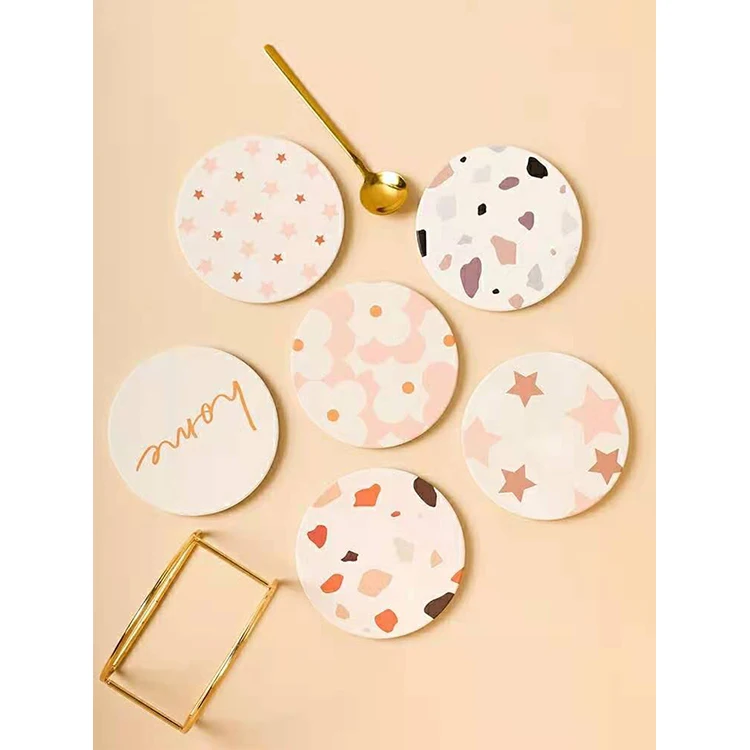

Fancy Love Design Drinking Ceramic Coaster Custom Sublimation Absorbent Ceramic Coaster for Valentines's Gift, Cmyk