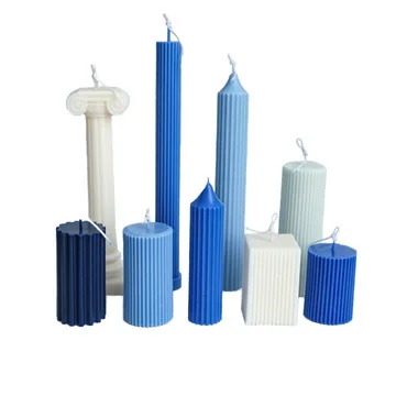 

Fusimai Long Handmade Pillar Taper Making Mold Wedding Wax Plastic Square Cylindrical Striped Acrylic Candle Molds