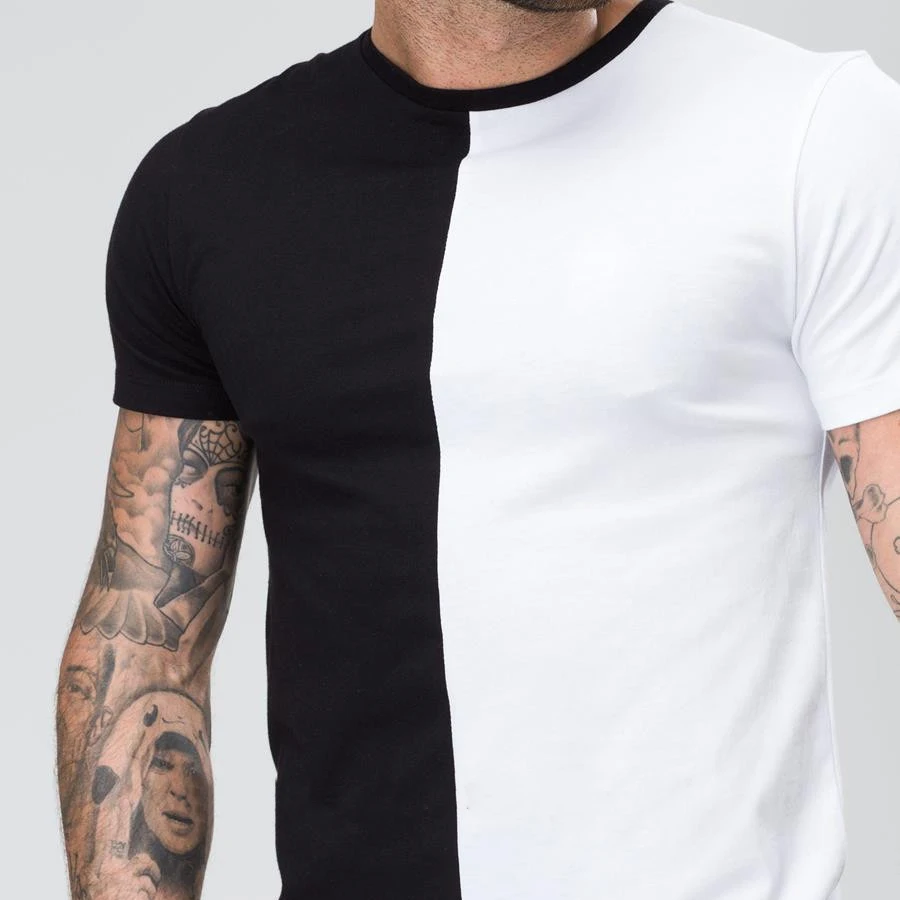 Cheap Wholesale Short Sleeve Crew Neck Half Black Half White Tshirt Buy Aeropostale Tshirt High Quality Tshirt 100 Cotton T Shirt Product On Alibaba Com