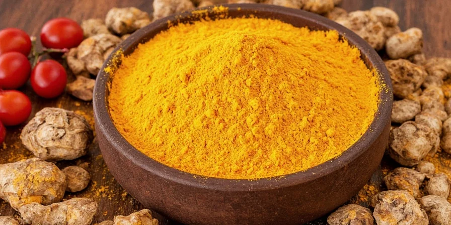 Turmeric powder stored in labeled glass jars in a pantry