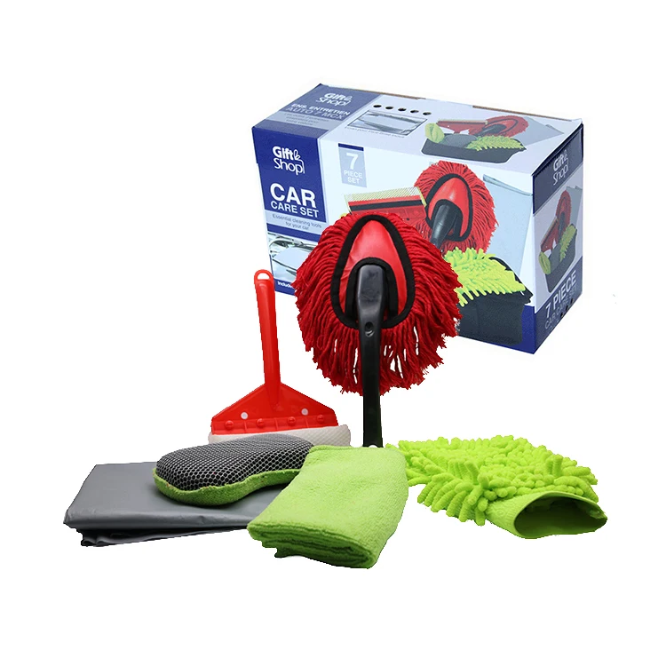 Portable 7 Pcs Care Set Cleaning Washing Care Tool Kit Microfiber Car