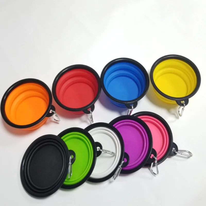 

Wholesale Custom Logo Designer Luxury 450ML Pet Cat Travel Water Food Plastic Bowl Portable Collapsible Dog Bowl, Black,red,yellow,blue,grren,purple,oange