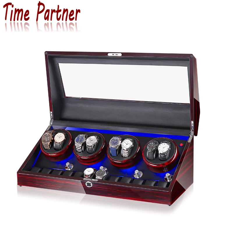 

Time partner watch winder with led light, 8 and 12 watches storage space, Customized size