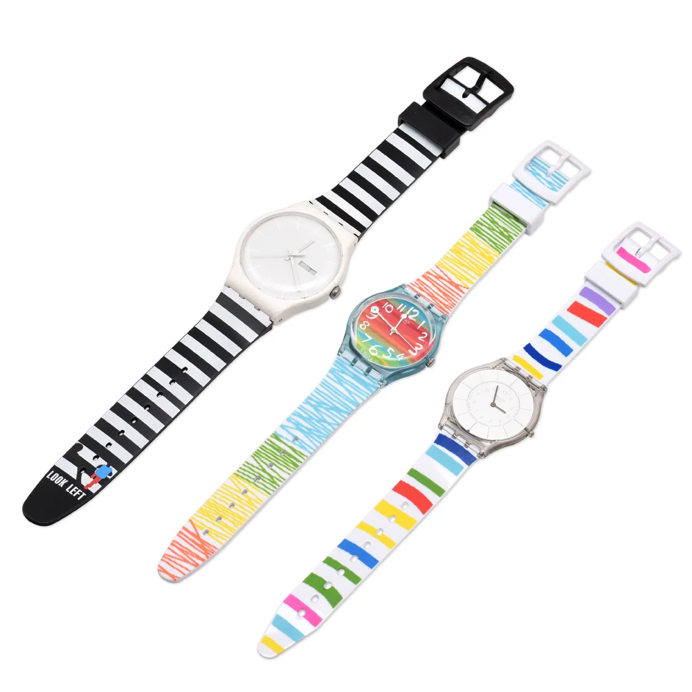 

Chinber  Rubber Replace Bracelet Watch Strap Colorful Silicone Watchband For Swatch Watch