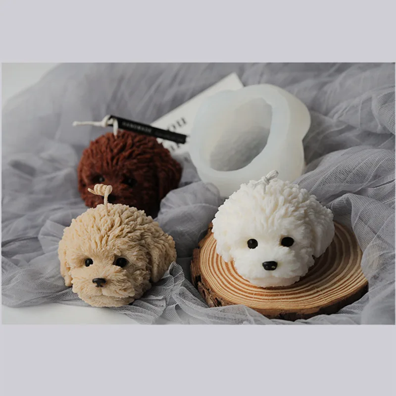 

Cute three-dimensional animal Teddy dog puppy head aromatherapy candle silicone baking cake mold