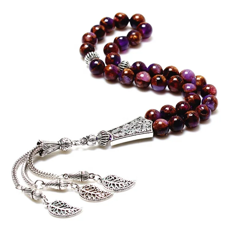 

Factory Hig Grade Purple Gold Stone Prayer beads Islam Jewelry 8mm 33 rosary bead Muslim Tasbih tasbeeh misbaha tespih sibha