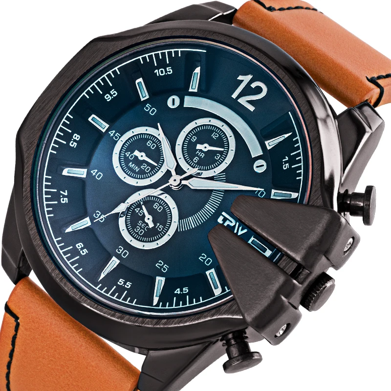 

Wholesales Leather Wrist Quartz Watches for Men, Brown