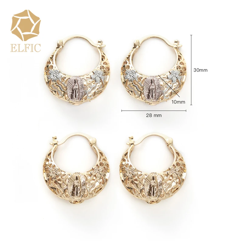 

Elfic Gold and tricolor Original Design Sense Earrings Virgin Mary