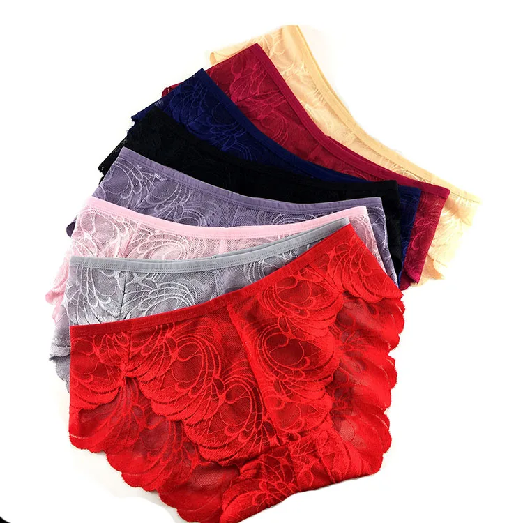 

40437 Low-Waisted Breathable Sexy Underwear Seamless Buttock Panties For Women, Black, blue, red, wine red,nude, pink, gray, purple