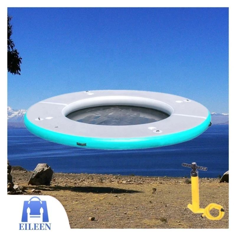 

Double Layer Yacht Pool float Ocean Inflatable Sea Swimming Pool with Net Round Inflatable luxury platform yacht swimming pool, Customized side color