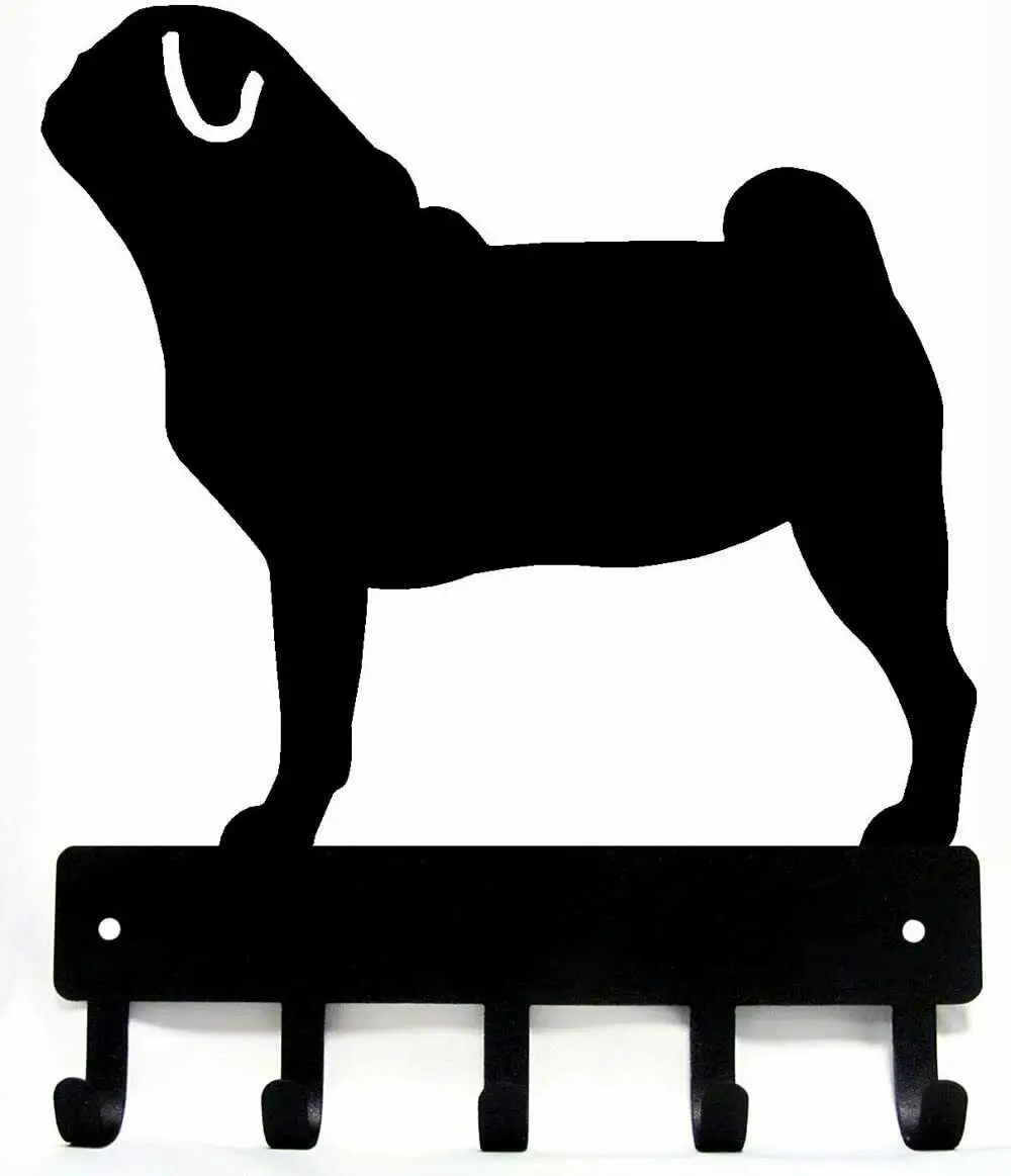 

Yinfa Pug Dog - Key Hooks & Keychain Holder - 6 Inch Wide/9 Inch Wide Metal Wall Art TY2020