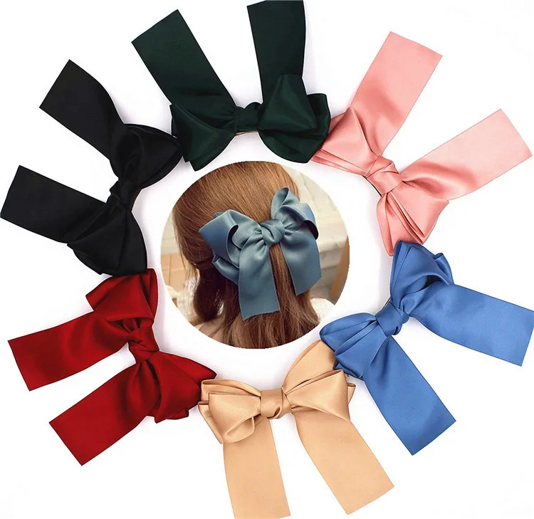 

CHENGHE New Fashion Ribbon Hair Clips Pin for Women Girls Satin Silk Butterfly Bow Hair Accessories Soft Headband