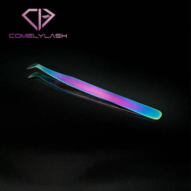 

Comelylash Private Label Stainless Lash tweezers eye brow false eyelash tweezers rainbow tweezer