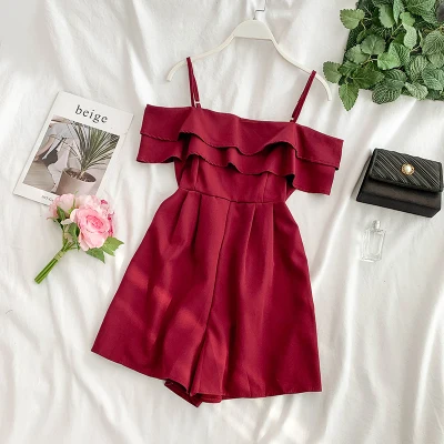 

2020 Summer Women Fashion Off Shoulder Short Jumpsuits