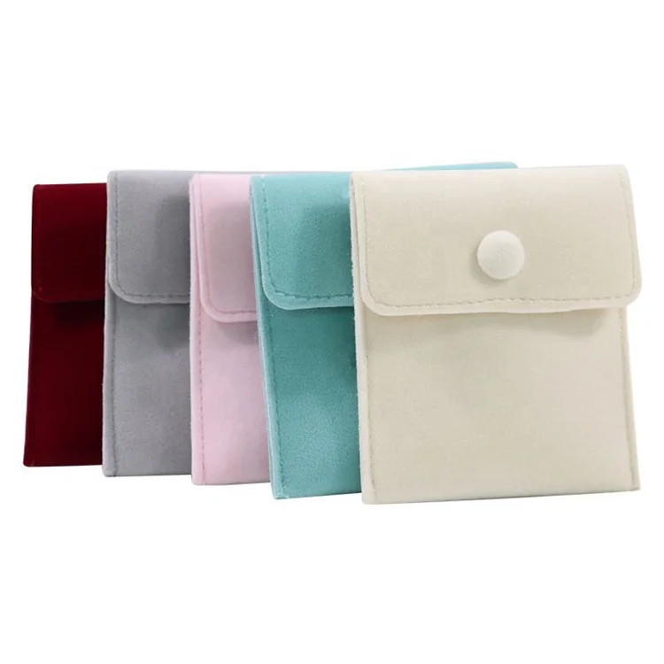 

BeHeart Wholesale Custom 7.5*9.5 cm Cute Pink Jewelry Bag Packaging Bracelet Storage Buckle Pouches Green Ring Velvet Pouch, Blue/pink/beige/grey/red
