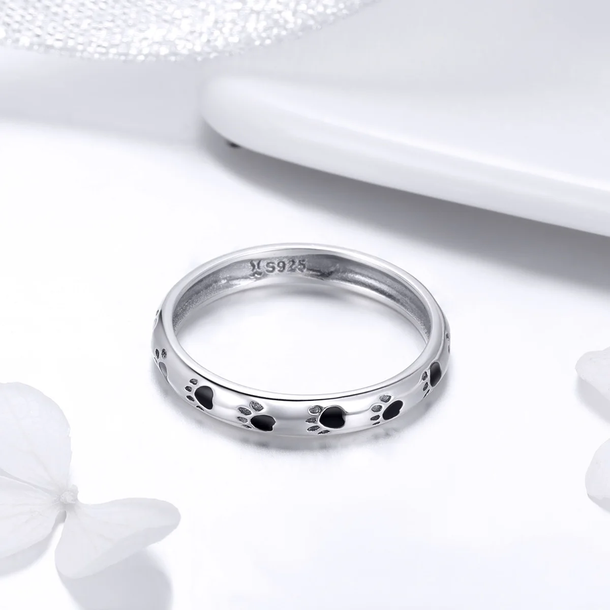 

925 Sterling Silver Stackable Dog Cat Footprints Rings